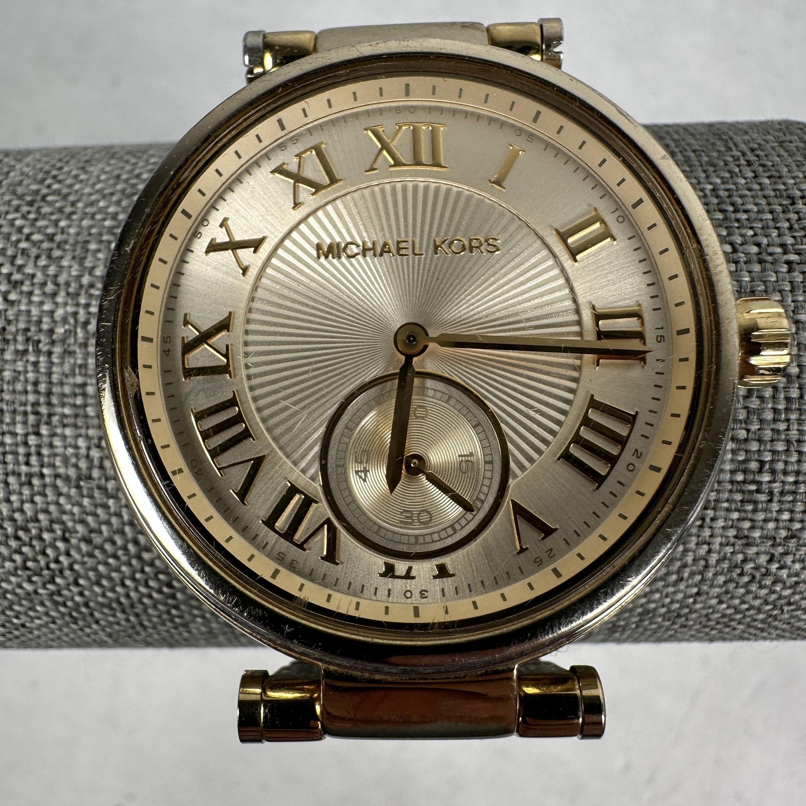 Michael Kors Watch Womens 40mm Champagne Dial Crystal Bezel Skylar Gold Tone